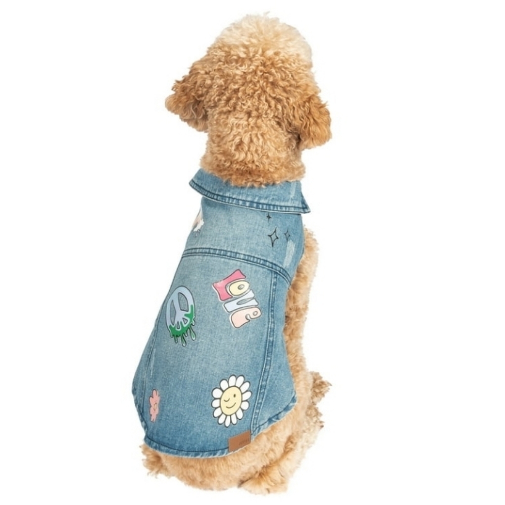 NWT! Justice BOHO Style Denim Dog Pet Jacket M
